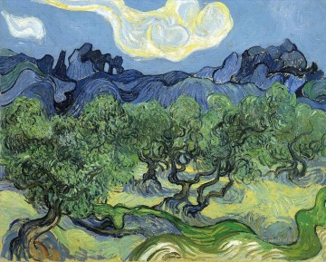 Los Alpilles con olivos en primer plano Vincent van Gogh Pinturas al óleo